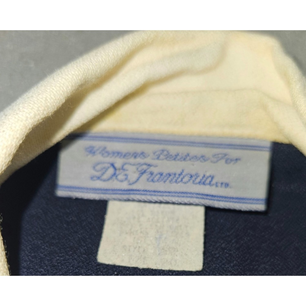 VTG DE Frantoria Pantsuit Set Navy Blue White Mock Vest Pants 3pc Lagenlook 18P - Picture 4 of 10